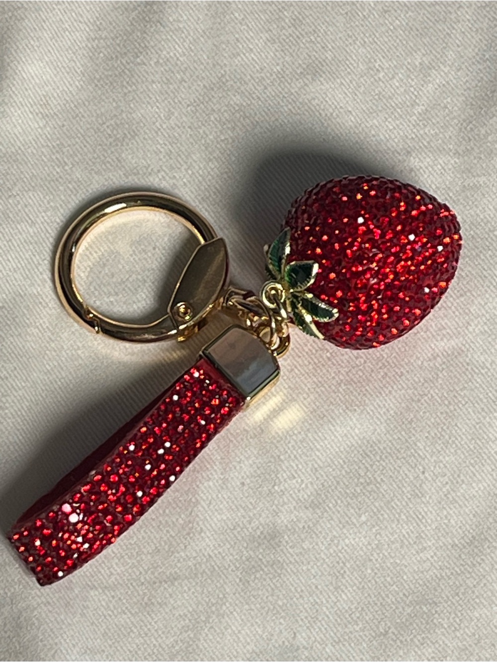 All Red Strawberry Rhinestone Keychain/Bag Charm